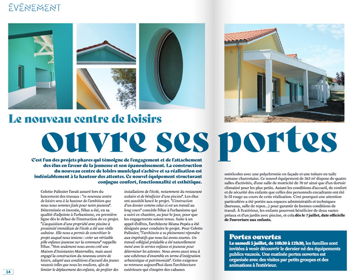Iléana POPEA / Construction d'un centre de loisirs et d'accueil à Vaux-sur-mer